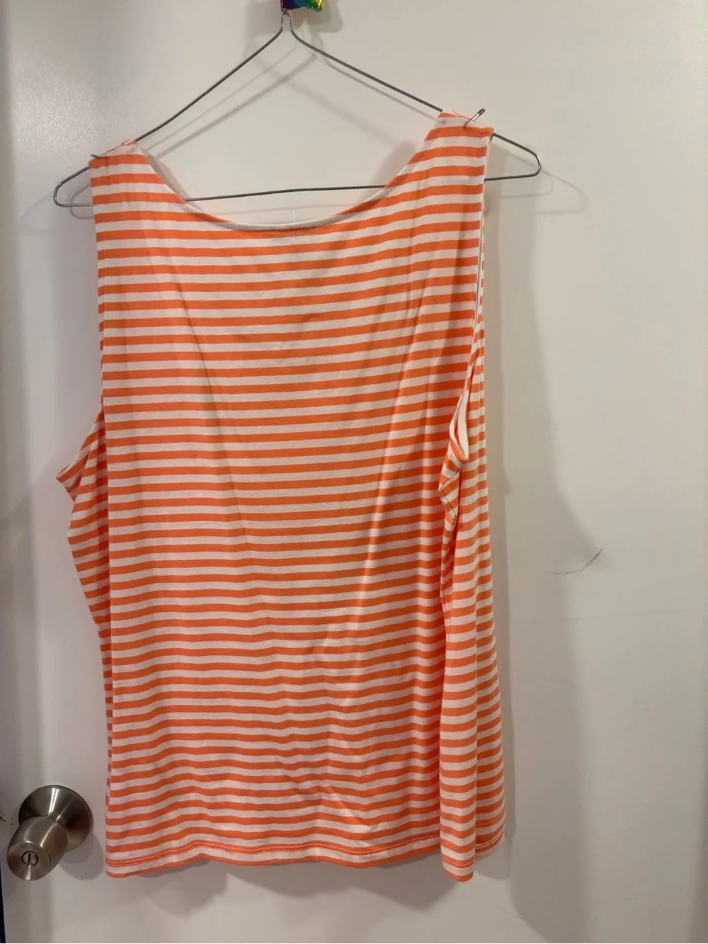 5/$25 Talbots Orange & White Scoop Neck Striped Tank - Picture 5 of 5